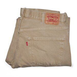 Levis 550 Vintage Denim Jeans Men's Size 38x34 Relaxed Fit Tapered Leg Beige/Tan